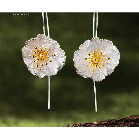 l 925 Sterling Silver Flower Earrings