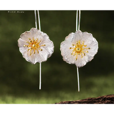 l 925 Sterling Silver Flower Earrings