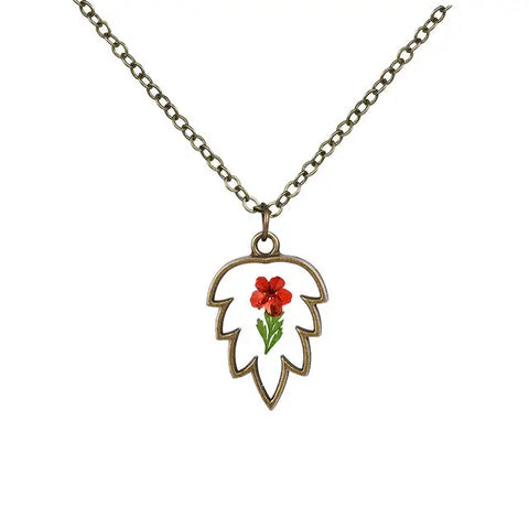 Leaf Shaped Flower Necklace