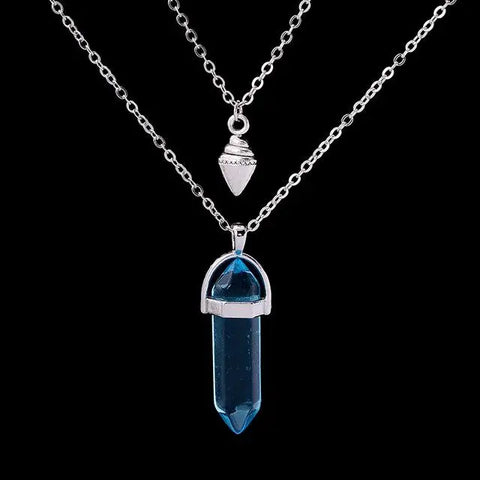 Light Blue Stone Layered Necklace