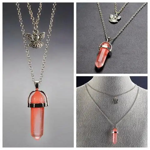 Light Orange Stone Layered Necklace