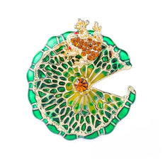 Lotus Leaf Frog Brooch