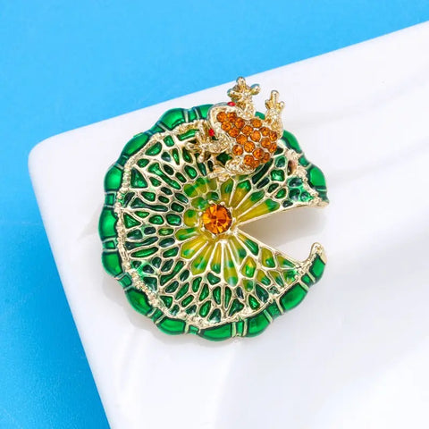 Lotus Leaf Frog Brooch