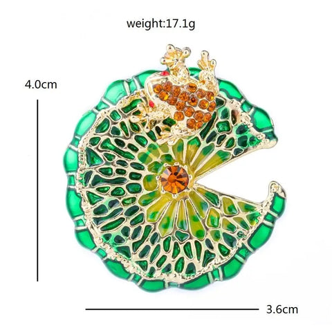 Lotus Leaf Frog Brooch