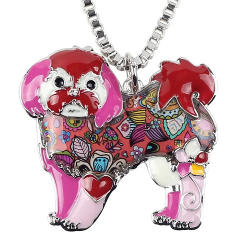 Maltese Yorkie Shih Tzu Multicolor Necklace