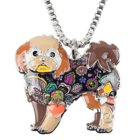 Maltese Yorkie Shih Tzu Multicolor Necklace