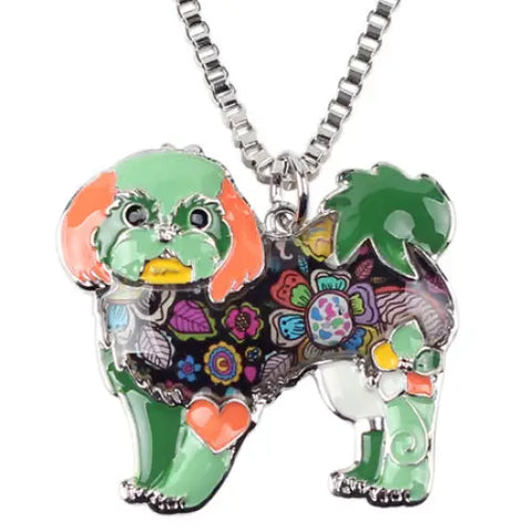 Maltese Yorkie Shih Tzu Multicolor Necklace