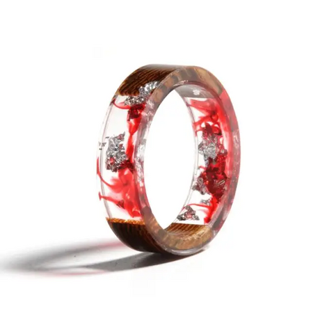 Metallic Flakes and Resin Wood Ring