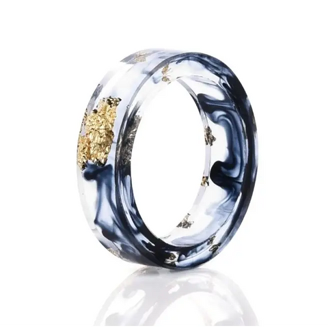 Metallic Flakes in Clear Resin Ring