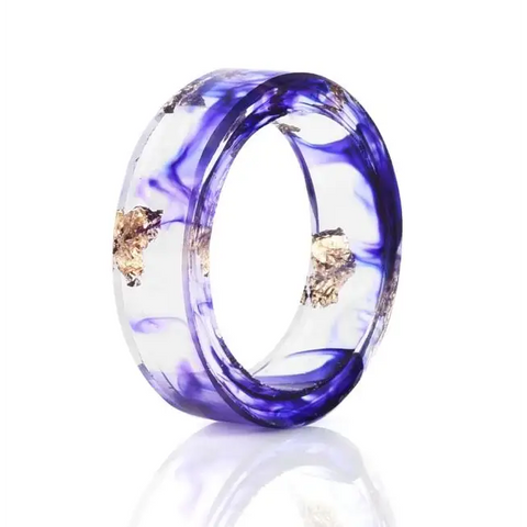Metallic Flakes in Clear Resin Ring