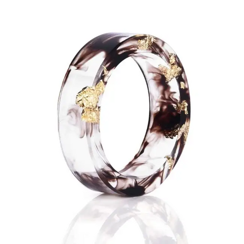 Metallic Flakes in Clear Resin Ring