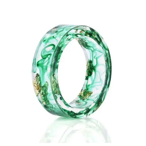 Metallic Flakes in Clear Resin Ring