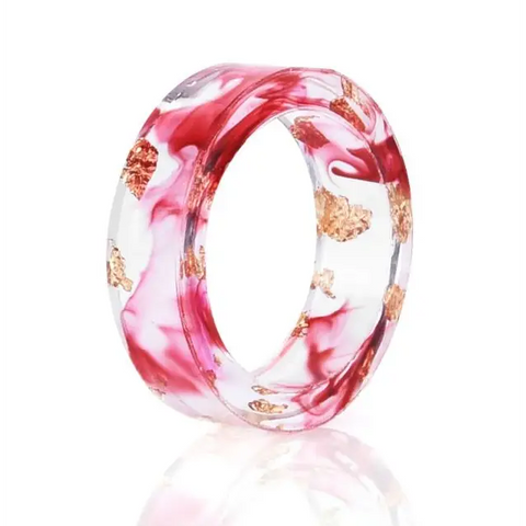 Metallic Flakes in Clear Resin Ring