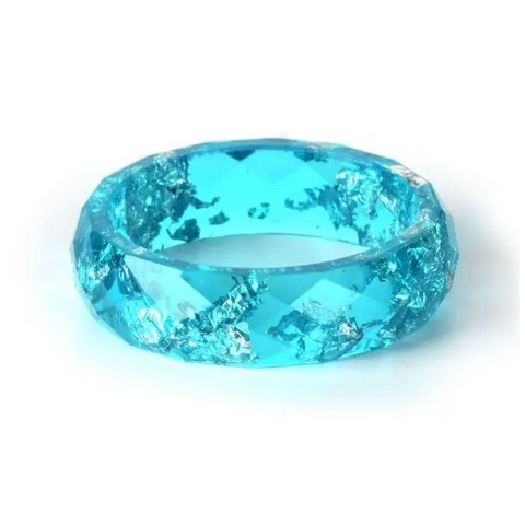 Metallic Flakes in Colored Resin Ring