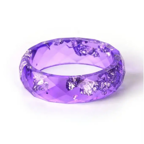 Metallic Flakes in Colored Resin Ring