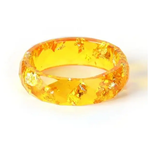 Metallic Flakes in Colored Resin Ring