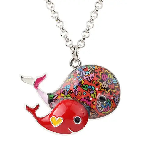 Mom and Baby Whale Necklace