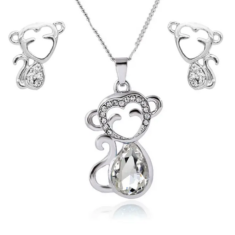 Monkey Necklace And Earrings Set