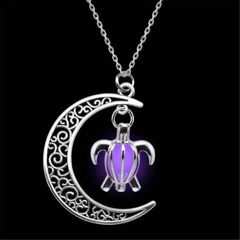 Moon and Turtle Glow in the Dark  Necklace
