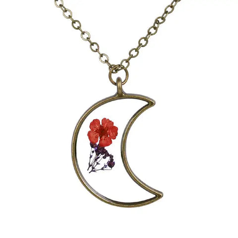 Moon Shaped Flower Necklace