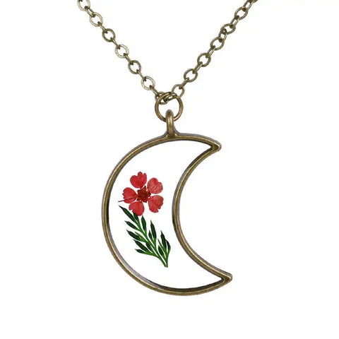 Moon Shaped Flower Necklace