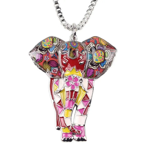 Multicolor Big Elephant Necklace