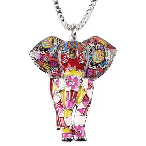 Multicolor Big Elephant Necklace