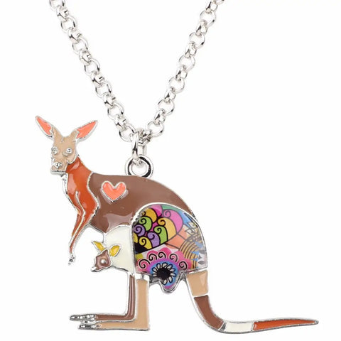 Multicolor Kangaroo Mom&Baby Necklace