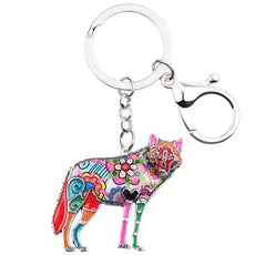 Multicolor Wolf Keychain