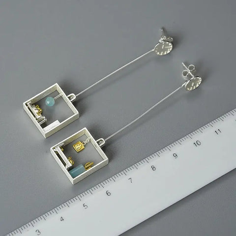 My Cat Silver Earrings