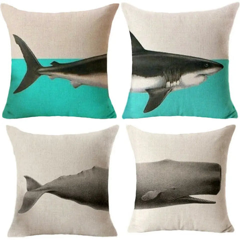 Ocean Whale and Shark Cushion