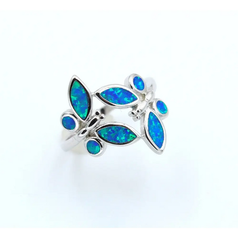 Opal Blue Butterfly Ring