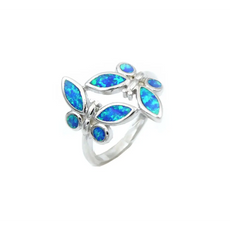Opal Blue Butterfly Ring
