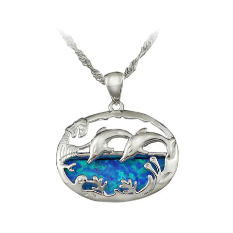 Opal Ocean Dolphin Necklace