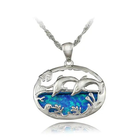 Opal Ocean Dolphin Necklace
