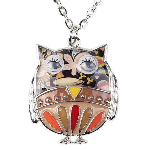 Owl Multicolor Enamel Necklace