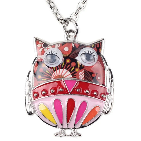 Owl Multicolor Enamel Necklace