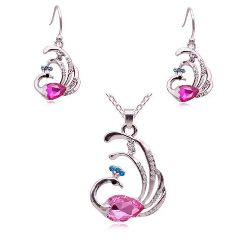 Peacock Necklace and Earrings Set (2 Color Styles)