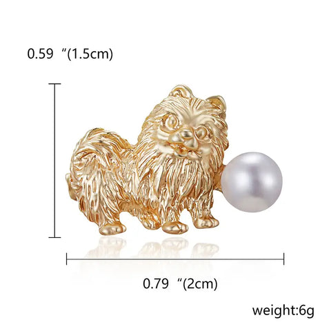 Pearl Yorkie Brooch