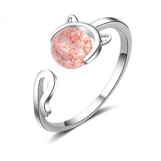 Pink Crystal Cat Ring