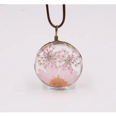 Pink Dried Ball Necklace