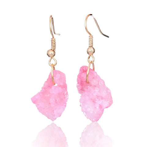 Pink Druzy  Stone Earrings