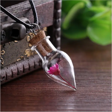 Pink Flower Bottle Necklace