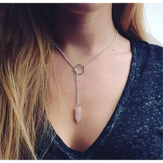 Pink Stone Drop Necklace