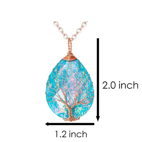 Pink Tree of Life Stone Necklace