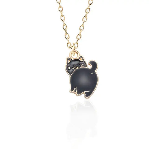 Playing Cat Enamel Necklace