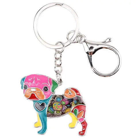 Pug Multicolor Keychain