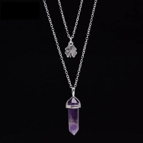 Purple Stone Layered Necklace