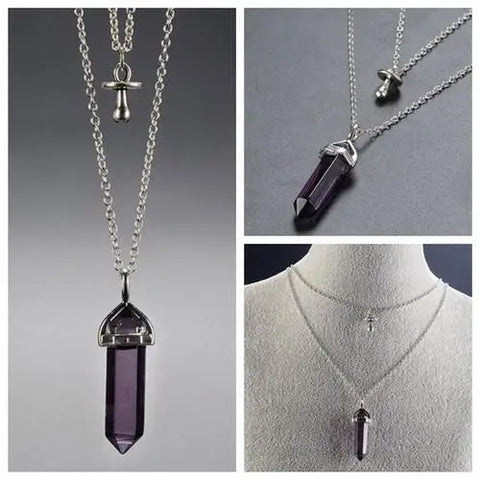 Purple Stone Layered Necklace