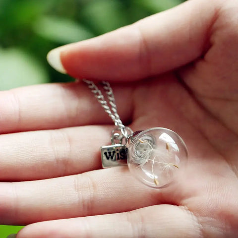 Real Dandelion Bottle Necklace